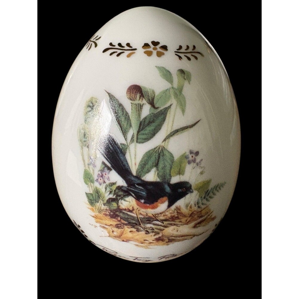 Danbury Mint Roger Tory Peterson Porcelain Songbird Egg Towhee 1995 - Picture 1 of 6